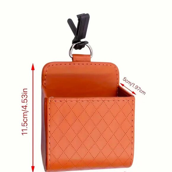New Cream Car Air Vent Hanging Storage Bag Faux Leather with a Quilted Design - Picture 5 of 5